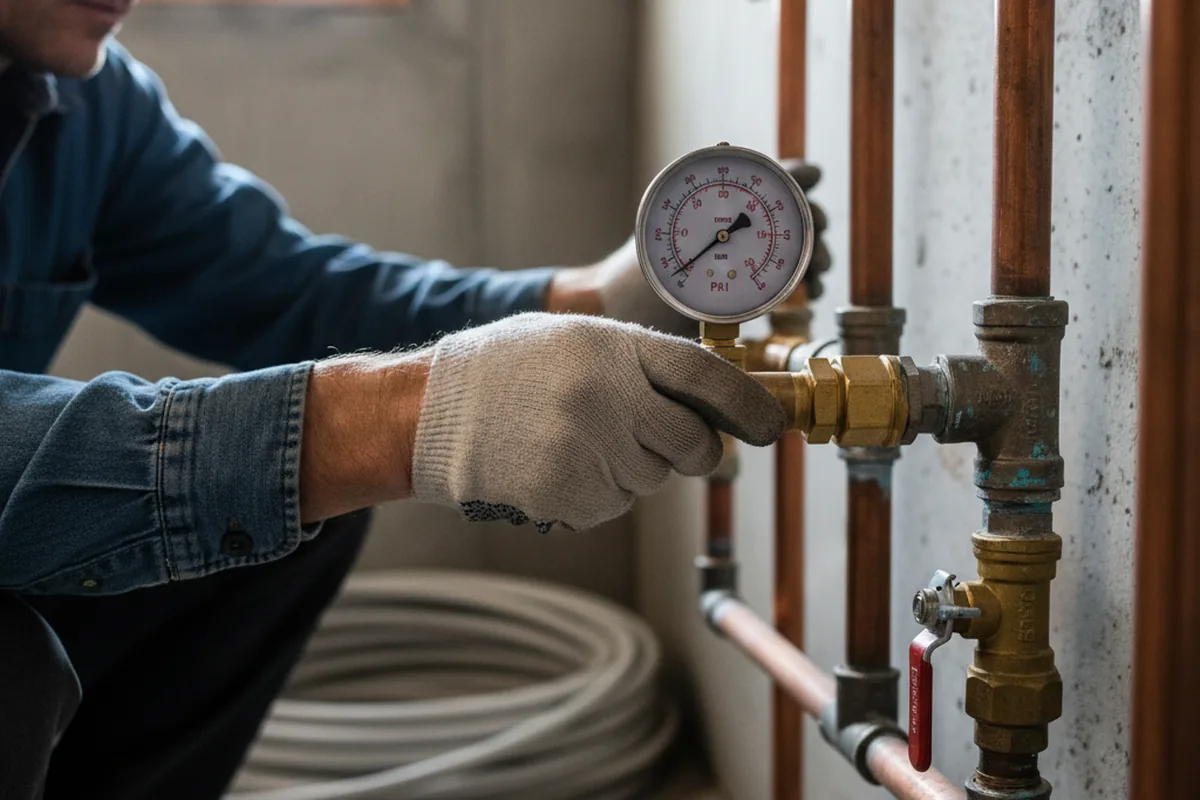 Pressure testing a repaired line during Water Line Repair in Defiance